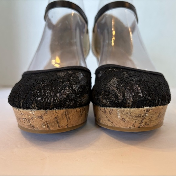Apt. 9 black lace wedge heel sandals shoes size 8M - Picture 7 of 12